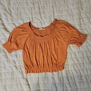 Zara Terracotta Smocked Crop Top
